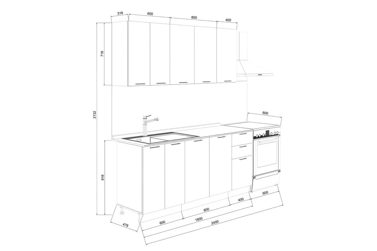 Kitchen Set Lurus Minimalis 180cm - Image 3