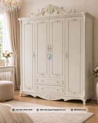 Lemari Pakaian Klasik Ukir 4 Pintu