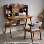 Set Meja Belajar Kayu Minimalis