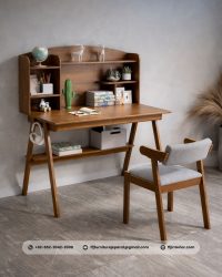 Set Meja Belajar Kayu Minimalis